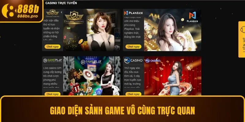Giao diện sảnh game vô cùng trực quan